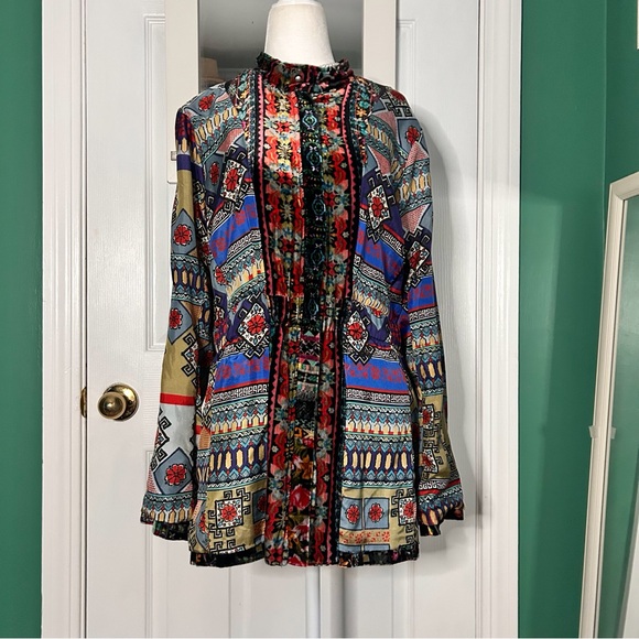 Johnny Was Black Velvet Floral Anorak Jacket Small - Picture 10 of 16